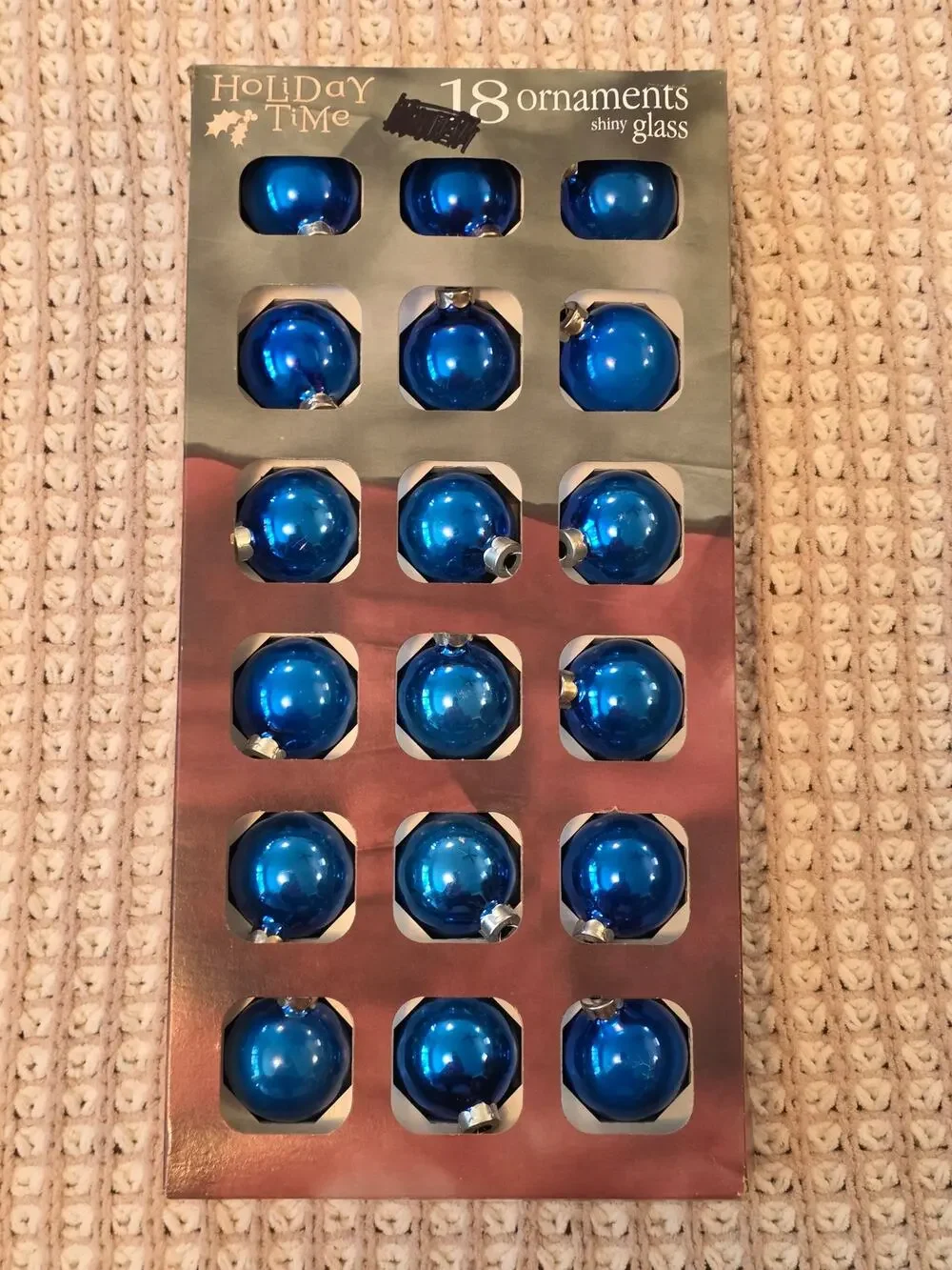 VTG Walmart Holiday Time Blue Ornaments Made in the USA Set of 18 Christmas 2